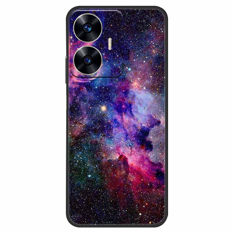 Чехол для телефона Realme C55 Черный Силиконовый Fundas Для Realme C55 RMX3710 ТПУ Мягкая Задняя Панель Coque Звезда Нарисована на RealmeC55 C 55