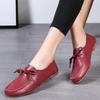 Женская кожаная повседневная обувь, мягкие туфли на плоской подошве со шнуровкой для женщин, модные лаконичные женские мокасины, нескользящая обувь для ходьбы на открытом воздухе