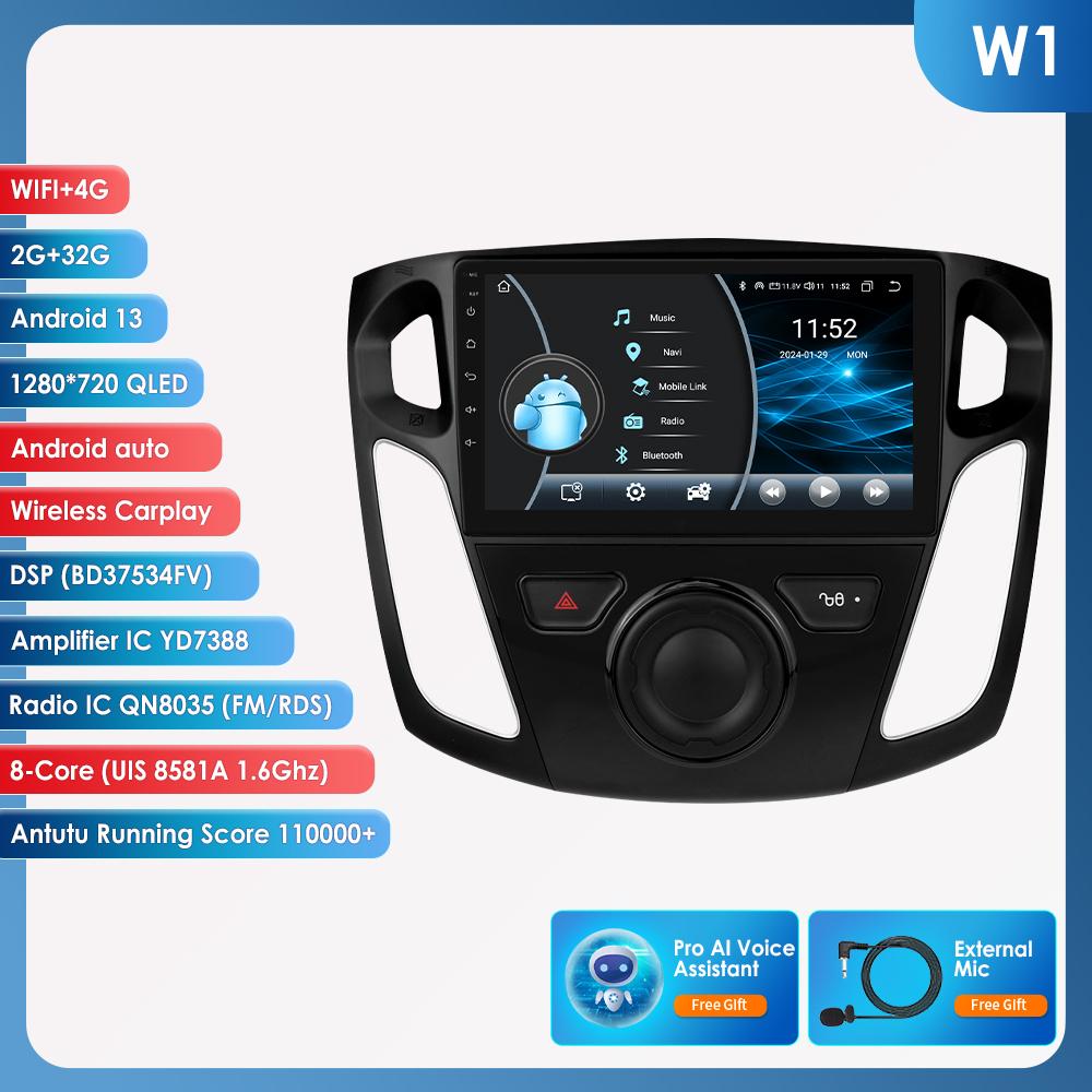 Hizpo 9-дюймовый интеллектуальный экран 2din Android автомобильный радиоприемник мультимедиа видеоплеер для Ford Focus 3 MK 3 2011 - 2019 GPS Carplay Auto Bluetooth SWC 4G WIFI