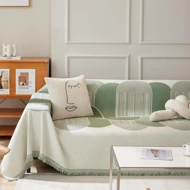 1Pc Universal All-Season Chenier Sofa Towel Full Cover Cloth Cover Plush Sofa Cushion Cover Non-Slip Blanket Anti-Cat Scratch