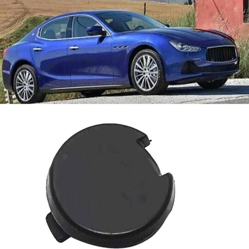 Black Front Bumper Tow Hook Cover Modern Car Design Easy Storage Transport Sleek Black Finish For Car Front Design Upgrade