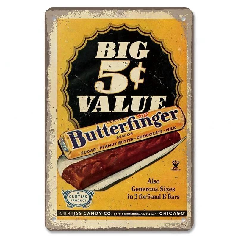 Vintage Candy Chocolate Metal Plates Cream Milk Chocolate Poster Metal Plaque Tin Sign For Kitchen Cafe Dining Room Wall Decor