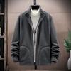 Men's Autumn and Winter Warm Fleece Cardigan Loose Plus Size Jacket Outdoor Warm Stand Collar Top