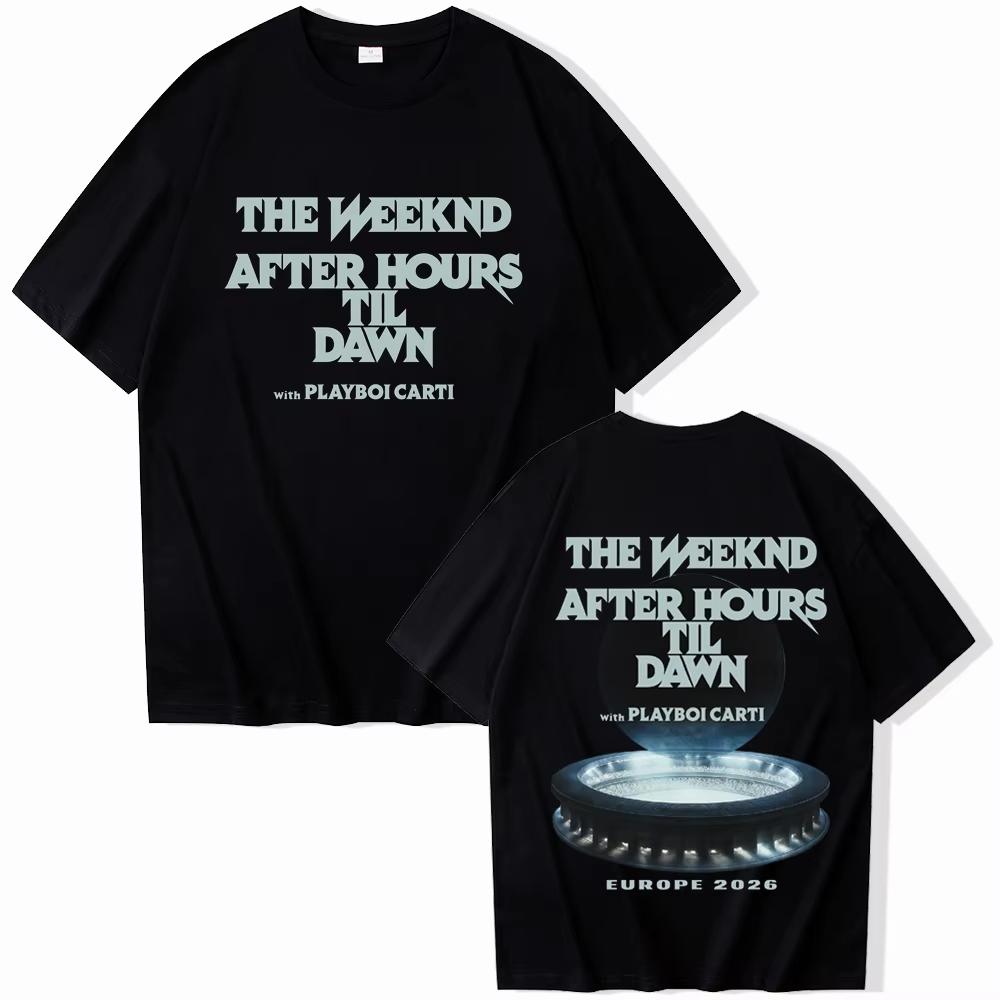 2026 Новый THE WEEKND Ночь До Рассвета Европейский Тур Графический Принт Футболка Роскошная С Коротким Рукавом Круглый Вырез Повседневная Футболка