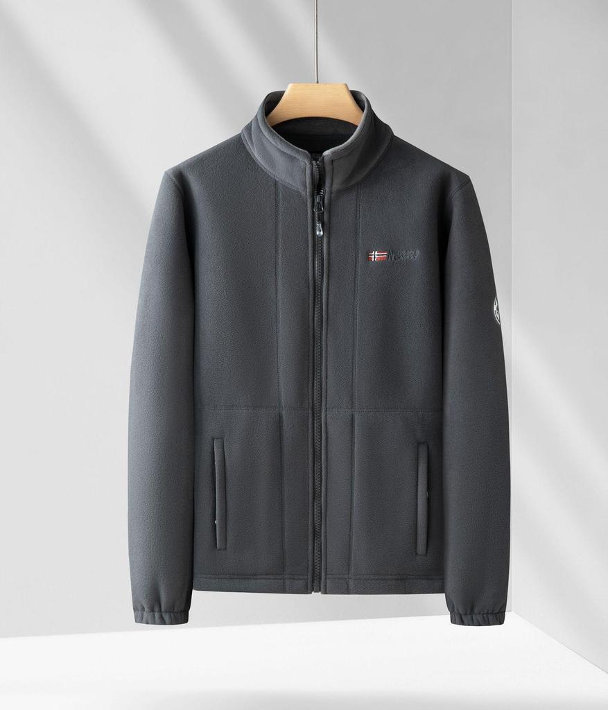 Норвежская мужская куртка из полар-флиса с одинарным плюшем, утолщенная - Осенне-зимняя теплая, свободного кроя, большого размера