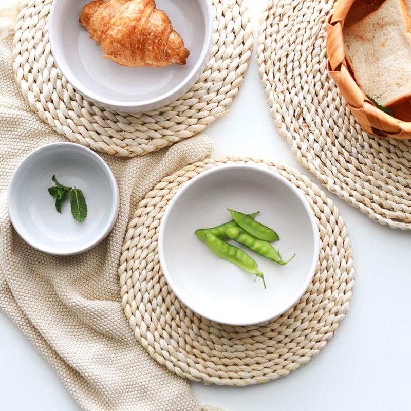 T02C!Плетеные подставки под тарелки из кукурузной соломы, очень толстые подставки под стаканы, натуральная ручная работа, плетеный коврик для стола, изоляционная, многоразовая подкладка