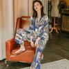 Pajamas for Women Spring and Autumn Street Suits Printed Loose and Wearable Ice Silk Pajamas Home Clothes