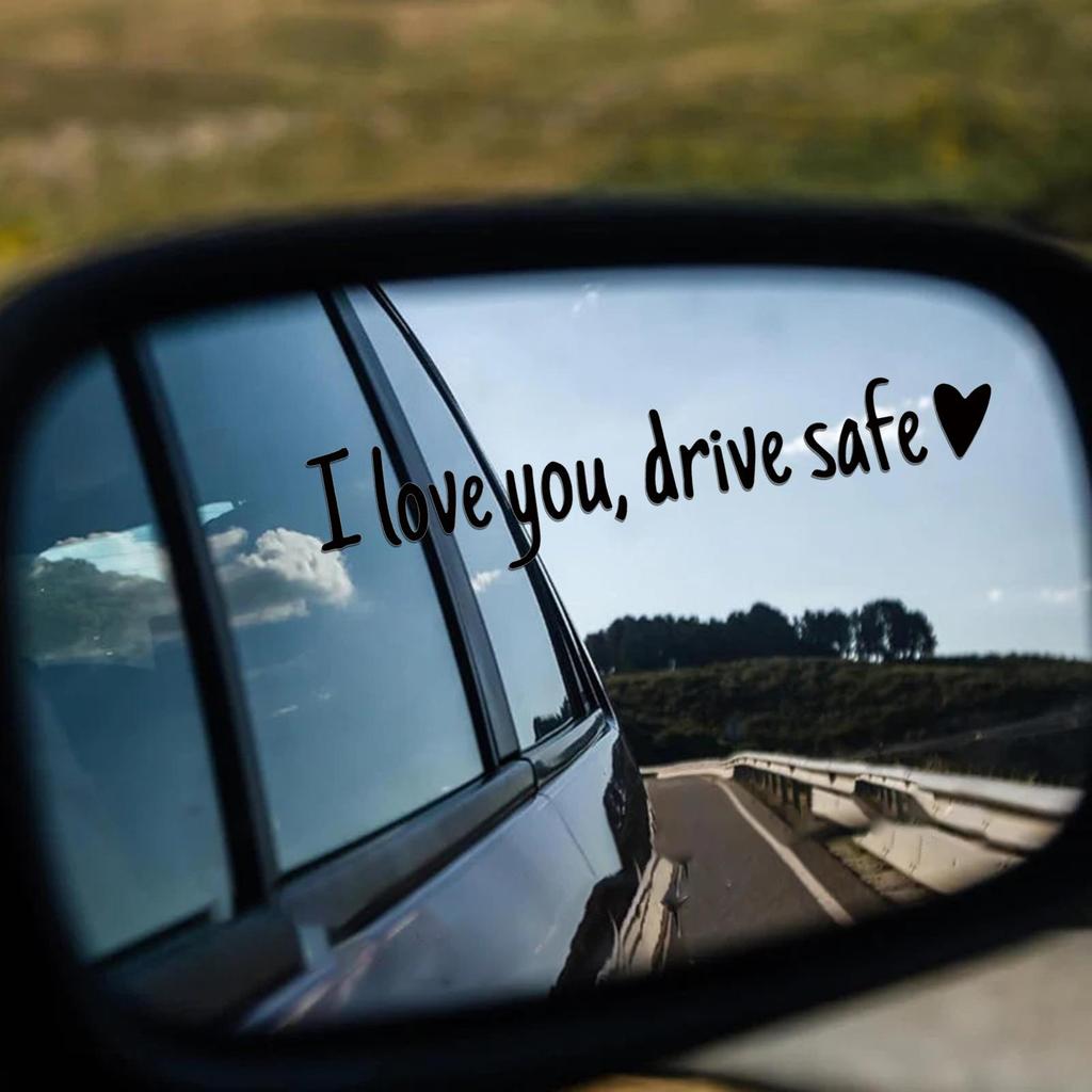 Car Stickers and Decals Rearview Mirror Decal I Love You Drive Safe Emblem Labels for Truck Bumper Vehicles Exterior Decor