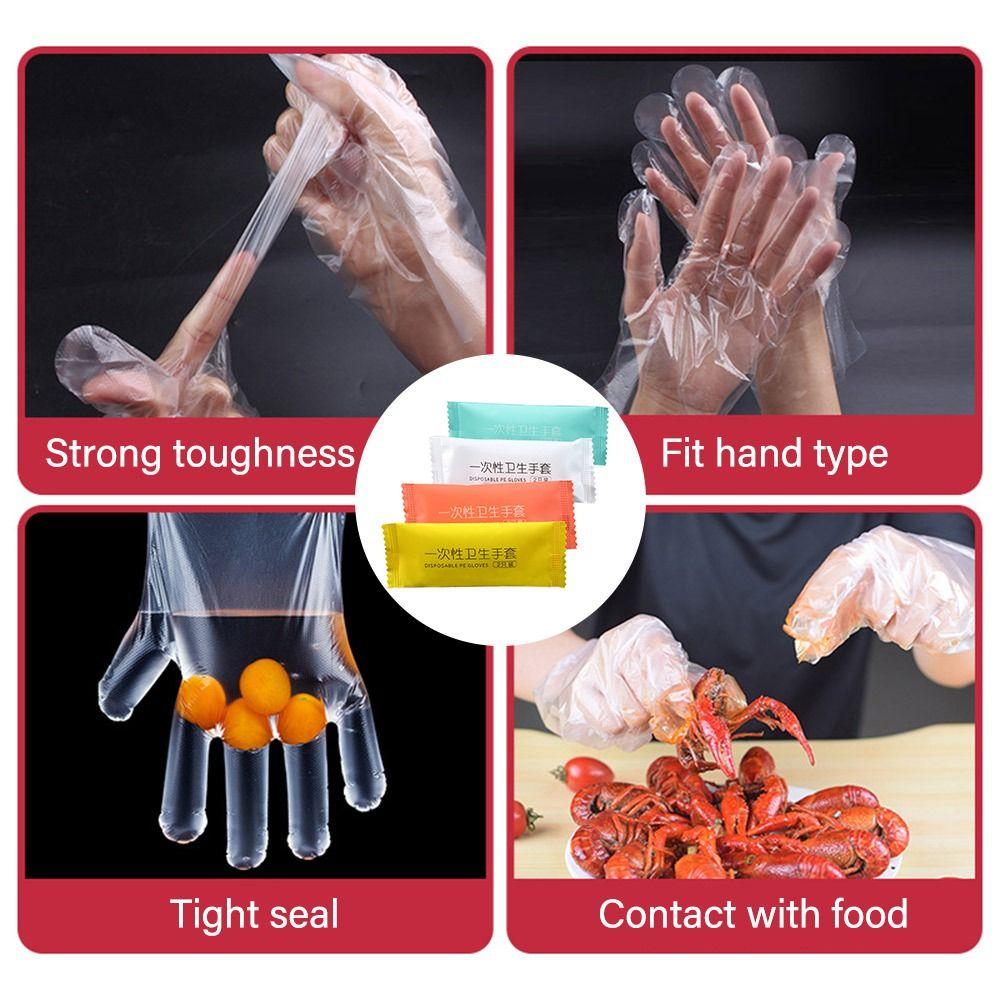 100 Pairs Thickening Individual Packing Mittens PE Work Gloves Durable Disposable Gloves