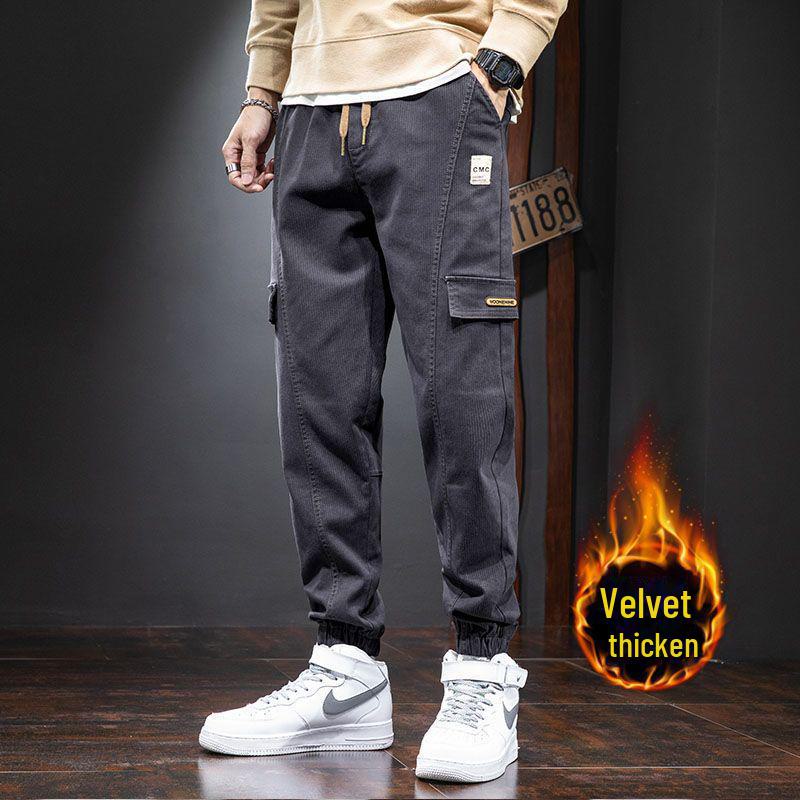 Men's Winter Fleece-Lined Cargo Harem Pants - Loose Fit, Trendy, Plus Size
