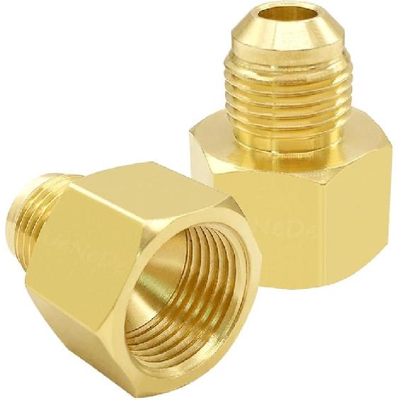 2PCS Brass Flare Coupler 1/2" Flare Female to 3/8" Flare Male Tube Gas Adapter Nipples Pipe Fittings Hose Connectors