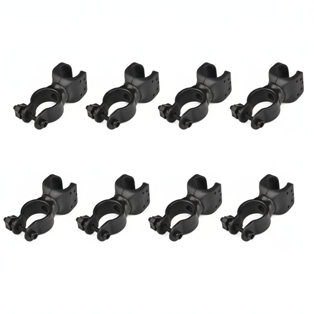8PCS 360 Degree Rotation Bike Flashlight Mount Plastic Bicycle Flashlight Clip Electric Wheelchair