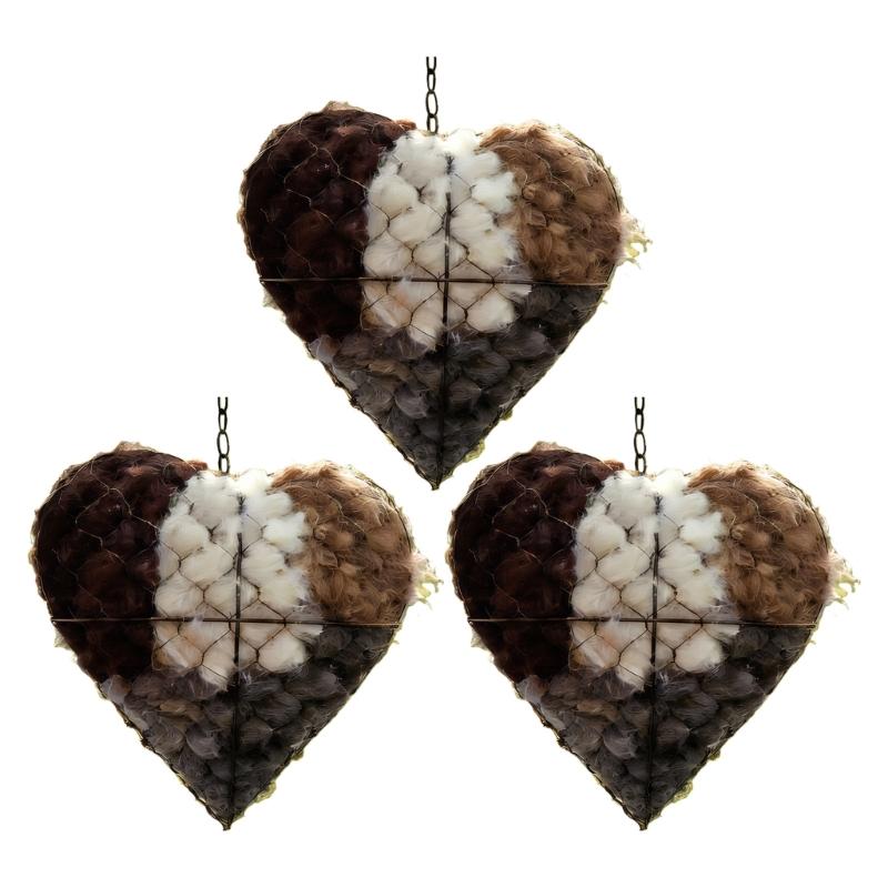 Iron Heart Shape Handmade Bird Nesting Heart Refillable Garden Yard Art Decoration Natural Nesting Fibers for Wild Birds