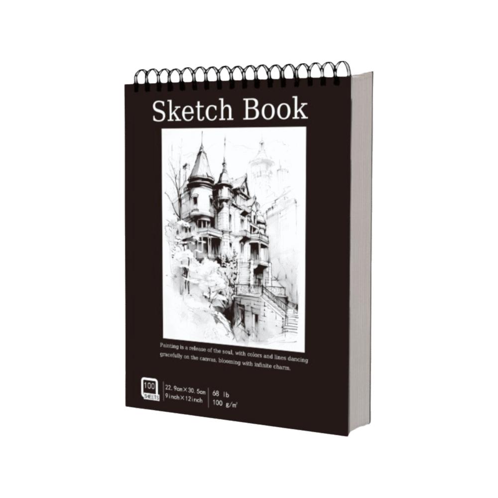 100 Sheets Spiral Bound Artist Sketchbook Perforated Pages Sketching Notebook Crayon Drawing