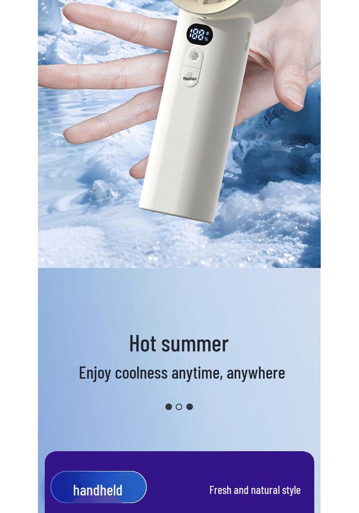 Portable High-Speed Mini Fan with Digital Display - Long-Lasting, Foldable, and Cooling