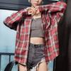 Блузка в клетку в стиле хип-хоп, весенне-летняя клетчатая рубашка с длинным рукавом для женщин, модные повседневные рубашки с карманами и лацканами, топ