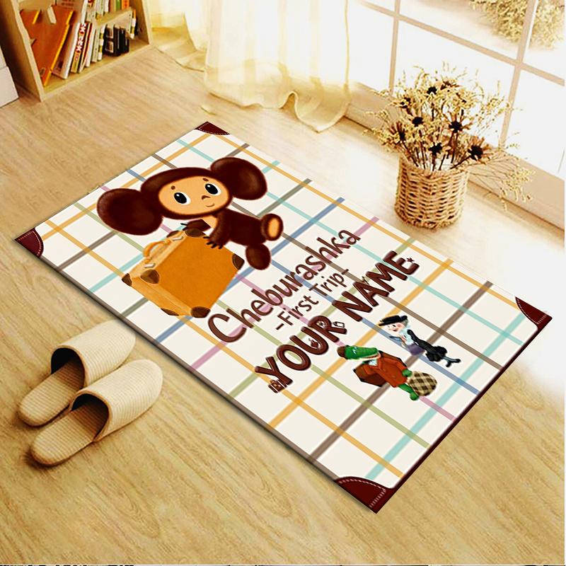 Custom Name Cheburashkas Carpet Rug for Living Room Bedroom Home Sofa Decoration,Kids play Non-slip Floor Mat
