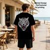 Men's Breathable 2D Printed Day of the Dead Tiger Series Graphic T-Shirt, Fun & Creative Comfortable Versatile Casual Short Sleeve Tee for Daily Wear
