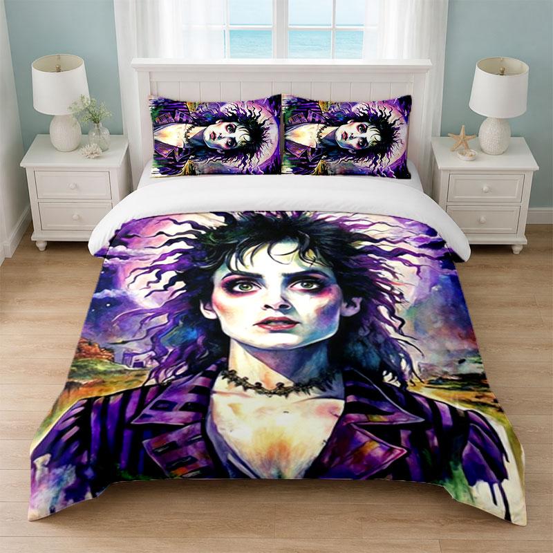 Beetlejuice Lydia Deetz Bedroom 3Pcs Bedding Set Soft Bed Sheet Pillowcases Home Bedding Decoration