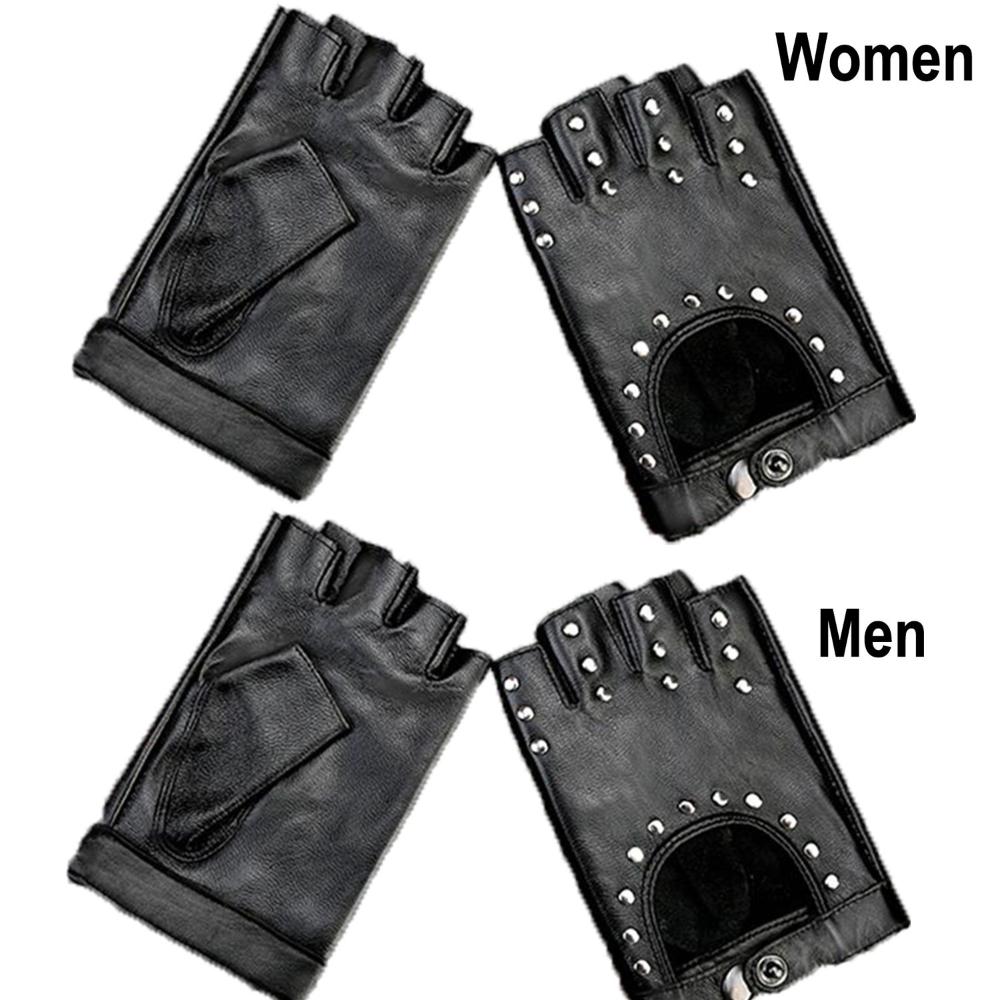 Driving Ride Motor Leather Mittens Punk Glove Fingerless Gloves