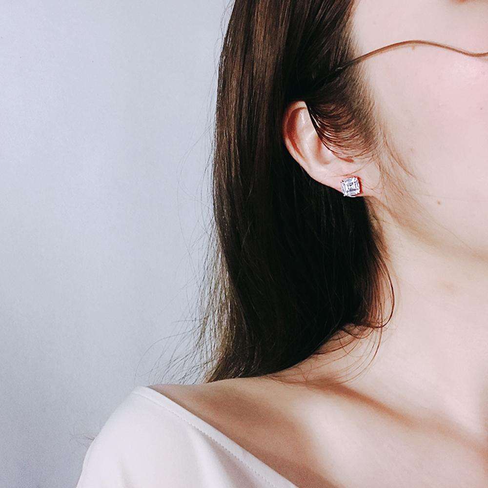 Серьги-гвоздики Huitan Crystal/Green Square Cub Zirconia для женщин, простые и элегантные аксессуары для прокалывания ушей, модные украшения