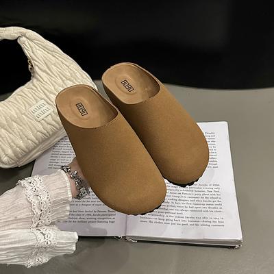 Новые стильные мюли-тапочки женская обувь хаки повседневные тапочки балетки закрытый носок мокасины на платформе удобные женские тапочки