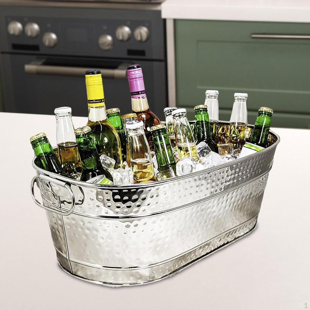 Ice Bucket Galvanized Tub Storage Container Lightweight Beer Buckets for Drinks Champagne