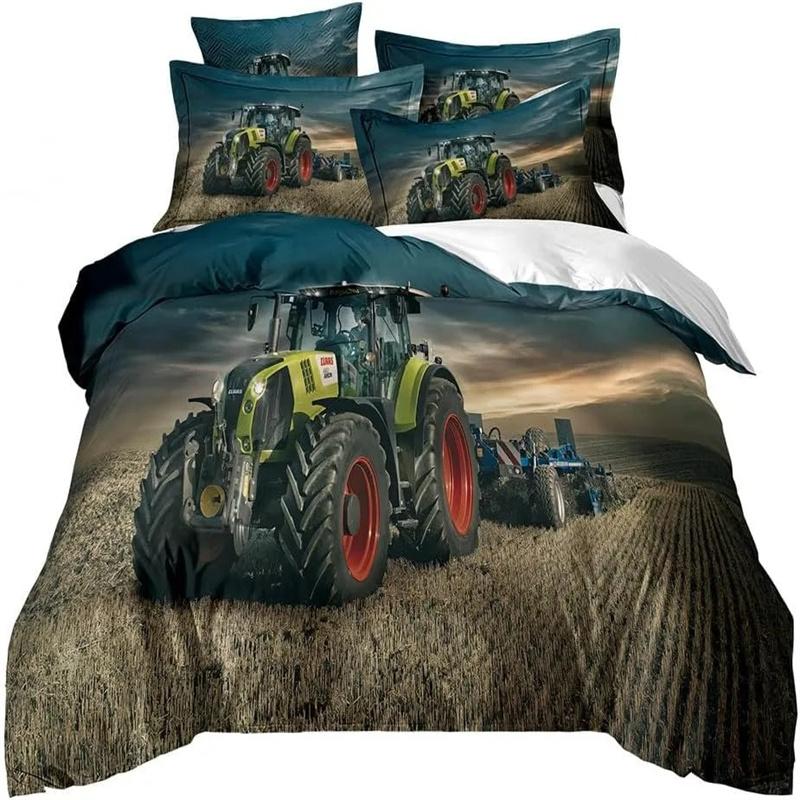 3D Printing Tractor Bedding Set Boys Tractors Duvet Cover Set with Pillowcase Home Textile Twin Full Queen King Children's Gift