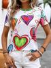Women's T-Shirts 3d Print T-Shirt Love Print Harajuku Casual Short Sleeve Top Tee O Neck Oversized Female Clothing Tops Tee