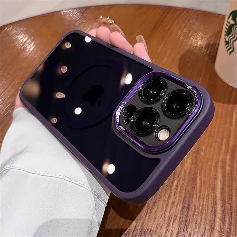 Прозрачный акриловый магнитный чехол для беспроводной зарядки Magsafe для iPhone 16 15 14 Plus 13 12 Pro Max Гибридная противоударная твердая задняя крышка