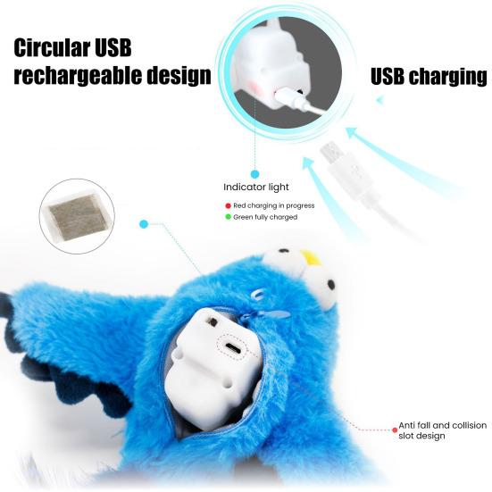 Yousheng Машущая Птица Игрушка для Кошек Перезаряжаемый Машущий Воробей с Чирикающими Звуками Кошачья Мята Интерактивная Плюшевая Игрушка-Птица для Игр и Упражнений Кошек