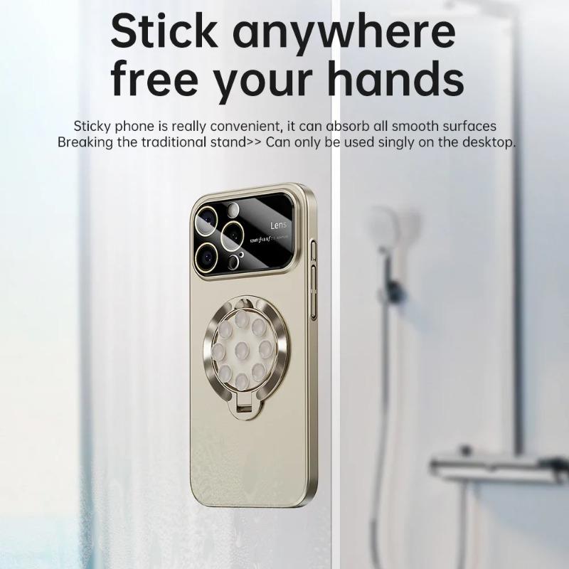 Роскошный держатель на присоске для телефона чехол для iPhone 16 15 14 13 12 11 Pro Max Plus Magsafe Magnetic Matte Fold Stand Lens Film Cover