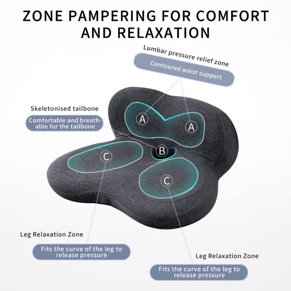 Seat Cushion Memory Foam Ergonomics Lumbar Cushion Car Seat Back Pillow Home Office Bolster Washable Nnon-Slip For Men Women