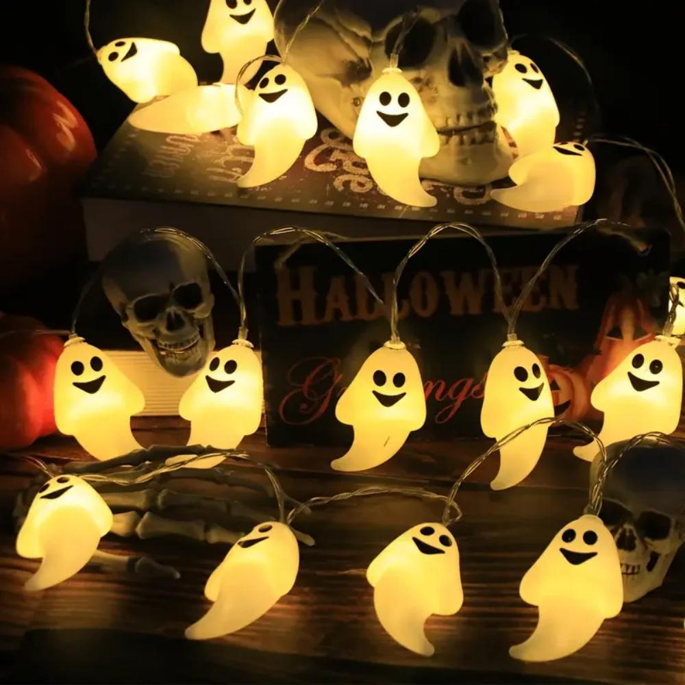 Halloween LED String Lights Ghost Pumpkin Spider Web Battery Powered Waterproof Decorative Lights for Party Home Haunted House