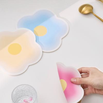 Подставки из цветочной кожи, теплоизоляционные салфетки, противоскользящие коврики для сковородок, не допускающие ожогов, креативные бытовые градиентные цветные коврики для стола