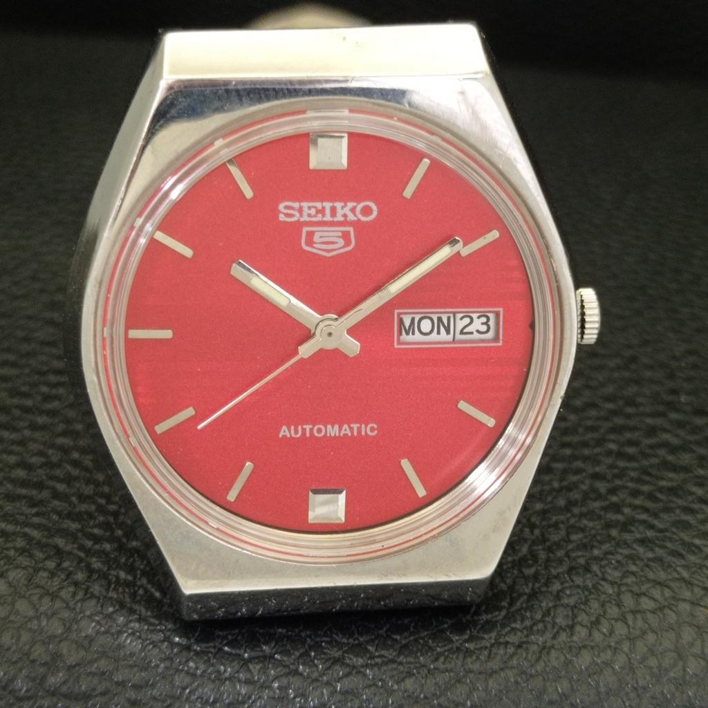 АВТОМАТИЧЕСКИЕ 6309A ВИНТАЖНЫЕ SEIKO 5 ЯПОНИЯ МУЖСКИЕ ЧАСЫ С ЦИФЕРБЛАТОМ КРАСНОГО ЦВЕТА a701652-5