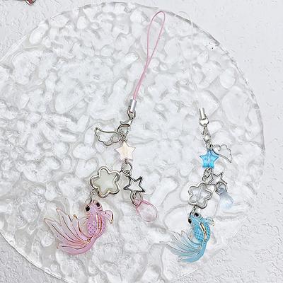 Y2K эстетическая цепочка для телефона с золотой рыбкой звезда бисерные золотые рыбки ремешки для мобильного телефона милый телефонный брелок с подвеской для девочек подарки