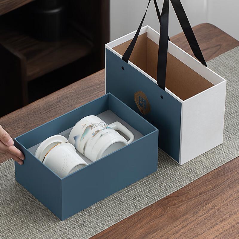 Gold-Inlaid Ceramic Tea Mug Set with Infuser