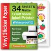 Премиальная самоклеящаяся виниловая бумага для печати на струйном принтере - 34 листа Самоклеящиеся листы Матовый белый Водонепроницаемый, Быстро сохнет Яркие цвета, Держится
