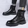 Fashion Outdoor Mens Casual Cowhide Boots Luxury Genuine Leather Round Toe British Style Platform Thick Sole Winter New Warm Ankle Shoes