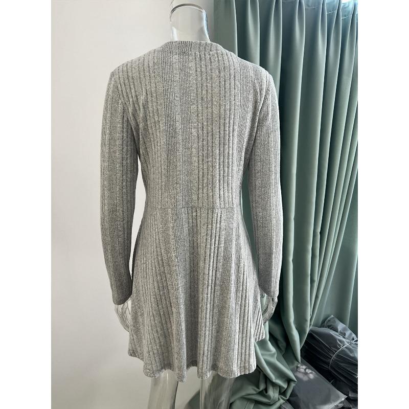 Повседневный кардиган с длинными рукавами, однотонный, простой, куртка для осени и зимы, средней длины, женские вязаные свитера