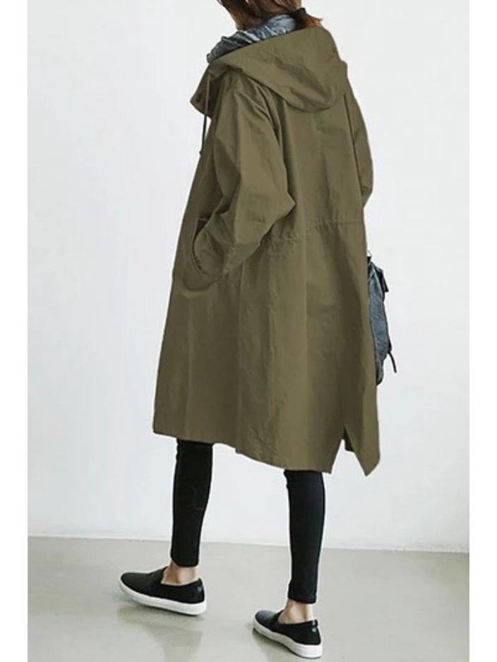 Женская ветровка в британском стиле — пальто средней длины с завязками на талии и длинными рукавами для осени и зимы (2025)