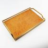 European Modern Leather Metal Storage & Organizer Tray for Entryway, Coffee Table, or Hotel Use