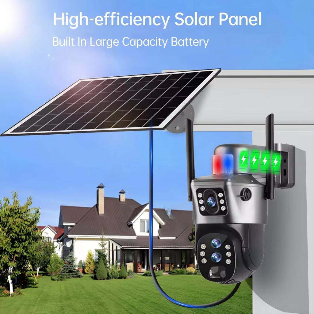 LS VISION 6K 12MP Solar Cameras 4G Sim Outdoor Three Lens 10x Zoom Surveillance IP Wireless CCTV AI Tracking Camara 360 Security Cam V380