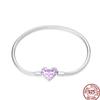 925 Silver 17-20CM Heart Pave Zirconia Original Bracelets Infinity Bracelet Fit DIY Charms Bead Birthday Jewelry Gifts Hot Sale
