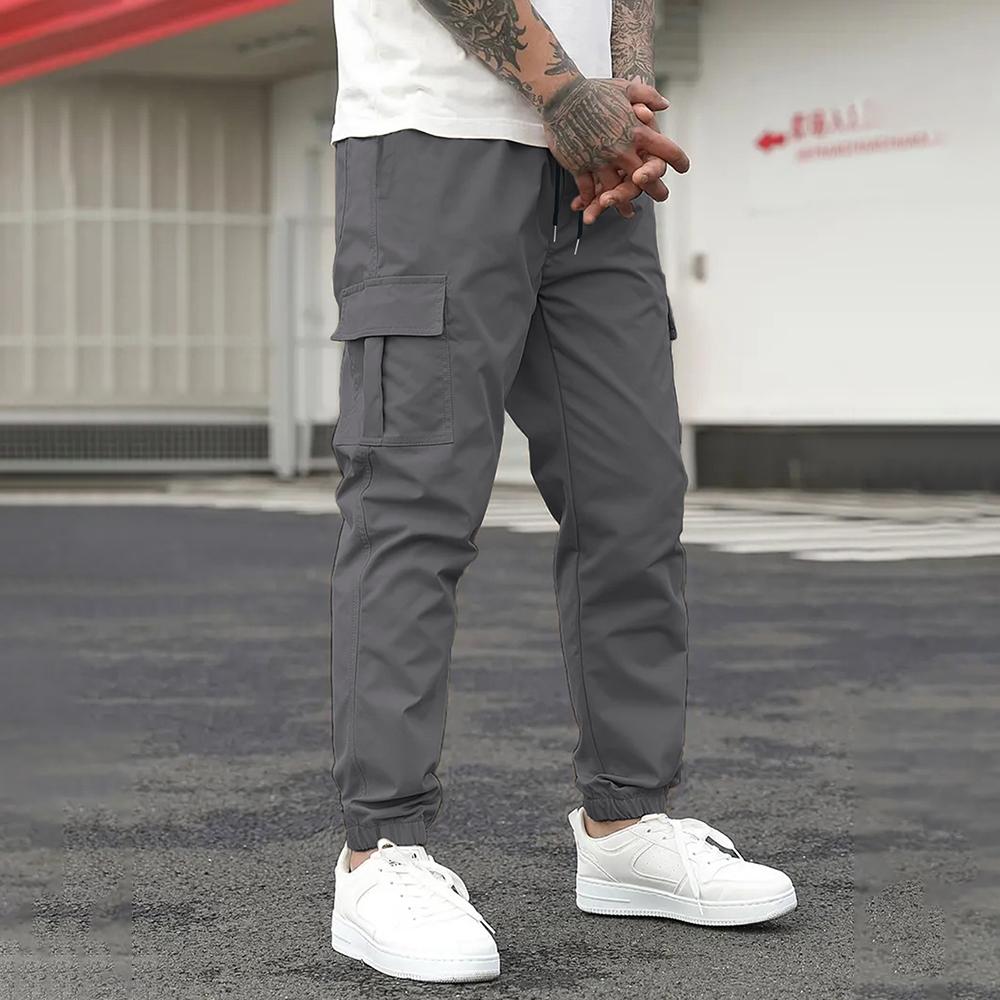 Мужские однотонные брюки-карго, повседневные модные брюки