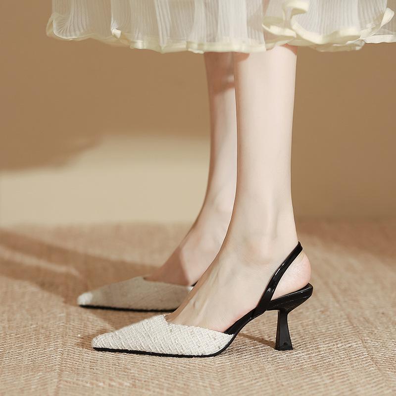 Sandals 2025 spring women's shoes children's spring French single shoes 2025 spring women's high heels black women's stiletto