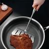 1 шт. Нержавеющая стальная лопатка для жарки рыбы, совок для яиц, антипригарное покрытие, длинная деревянная ручка, плоская лопатка для стейков, кухонные принадлежности для готовки