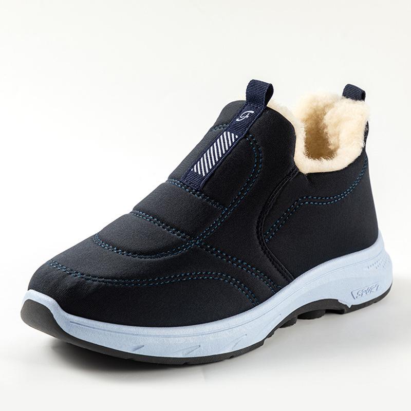 Мужская и женская обувь из хлопка, зимние новые бархатные теплые хлопковые ботинки с одной педалью для среднего и пожилого возраста, утолщенные зимние ботинки для женщин