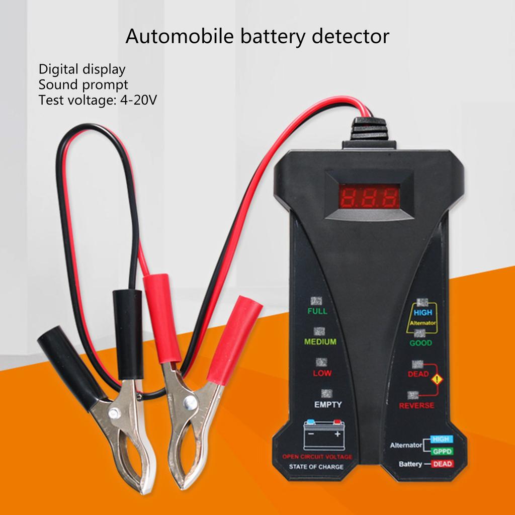 Digital Battery Detectors Reliable Alternator Tester LCD Display LED Indicator Batter Meter for Car & Quick Readout